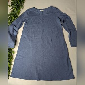Pure Jill Long Sleeved Shift Dress Blue Size XS HAS POCKETS